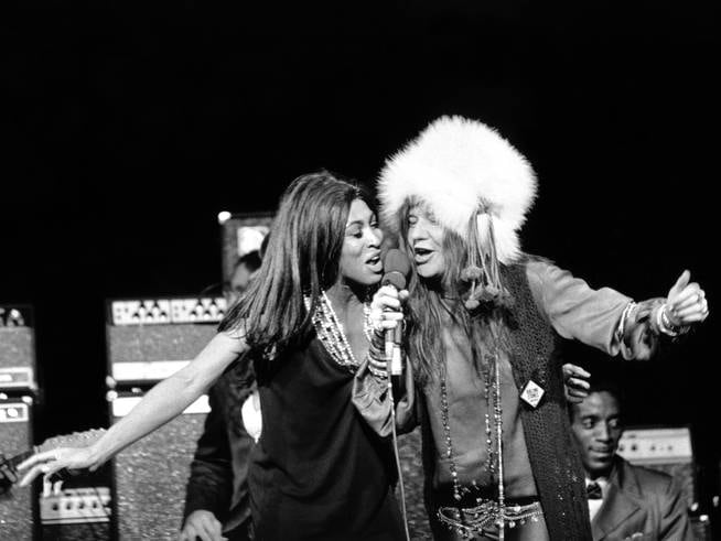 Janis Joplin and Tina Turner performing together at Madsion Square Garden in New York in 1969.