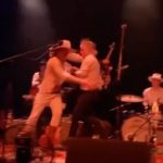 Members of The Brian Jonestown Massacre fight in concert