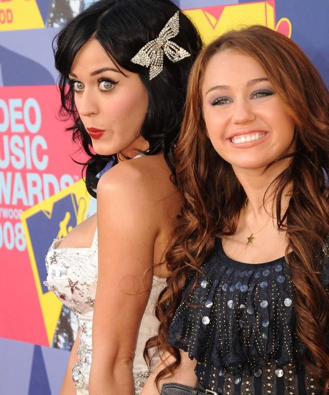 Katy Petty and Miley Cyrus at the 2008 MTV VMAs MTV