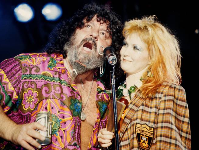 Lou Albano singing at a Cyndi Lauper show in September 1984 in New York.