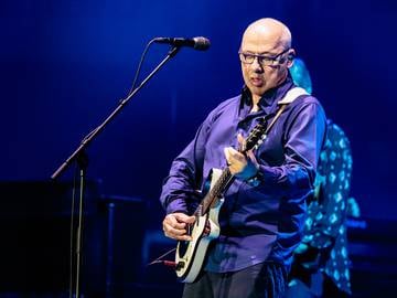 Mark Knopfler during a performance in Milan, Italy, on May 10, 2019.