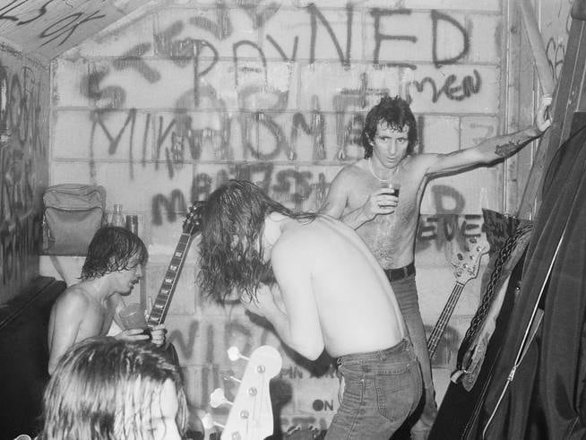 AC/DC backstage at a 1980 concert