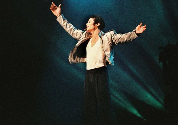 Michael Jackson in concert at Wembley Stadium in 1992