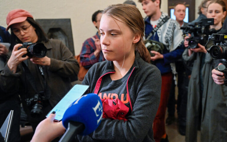 Greta Thunberg at the Stockholm district court