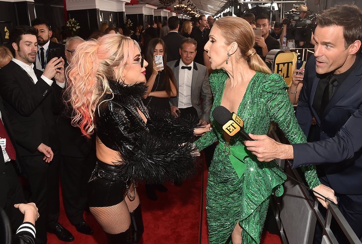 Lady Gaga and Celine Dion at the 59th Grammy Awards, February 2017